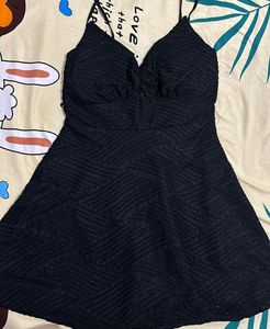 Black Textured Mini Dress