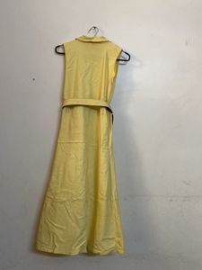Yellow Sleeveless Dress With Belt