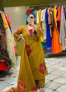 Floral Print Mustard Salwar Suit