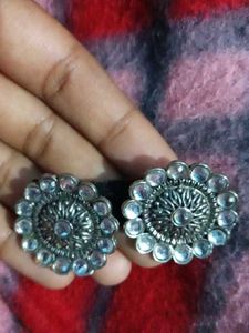 Silver Tone Stud Earrings