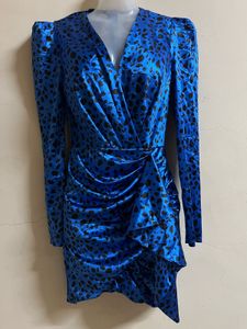 Blue Animal Print Mini Dress