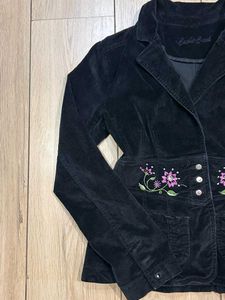 Black Embroidered Velvet Blazer