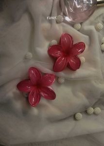 Red Flower Hair Clips