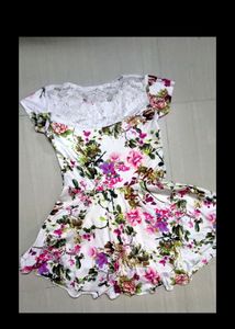 Vintage romantic floral tulip cream mini dress