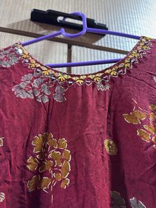 Floral Print Maroon kurta