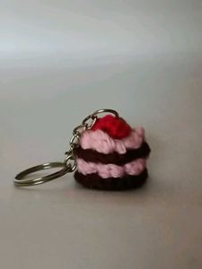 Mini Cake Crochet Keychain