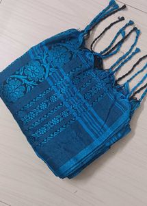 Begumpuri Blue 💙 Black 🖤 Pure Cotton Saree