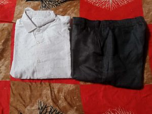 white shirt black shining pant