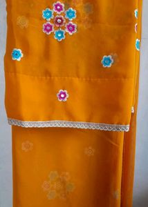 Mustard Floral Saree