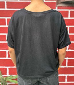 Black Y2k Sequin Lips Tee