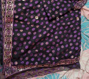 Beautiful Balck and purple Saree
