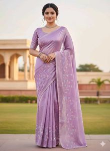 Elegant Lavender Floral Saree
