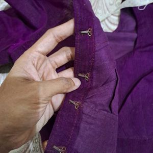 Jamun Colour Cotton Polyester Saree