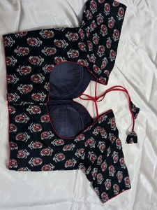 Printed Readymade Blouse Navu Blue