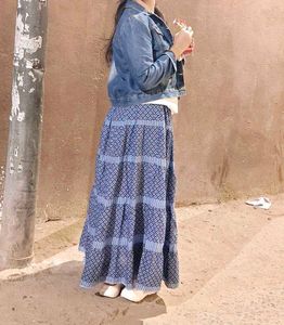 Blue Patterned Ethnic Skirt
