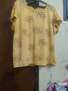Yellow Leaf Print Top