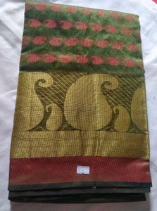 Olive Green Paper Silk Saree