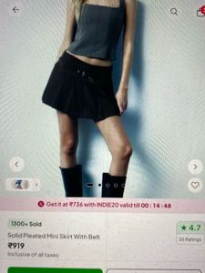 Pleated Mini Skirt with Belt