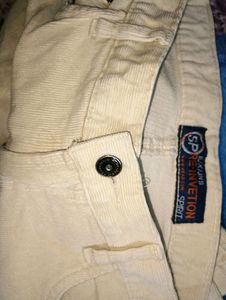 Unisex Corduroy Cream Pant For Formal &amp; Casual Loo
