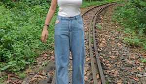 Blue Wide Leg Jeans