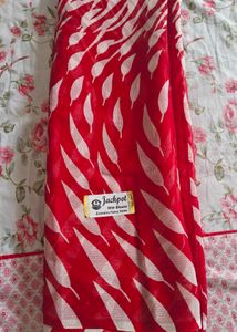 Elegant Red &amp; White Saree