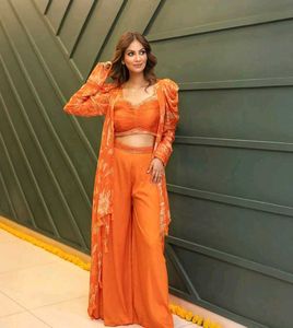 Tangerine Indo Western Set