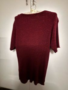 Burgundy Ribbed Knit Top