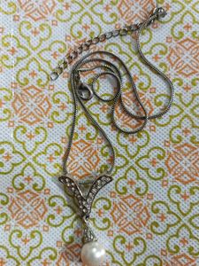 Real Pearl Pendant Necklace with Earrings