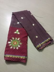 Maroon & Brown Heavy Saree