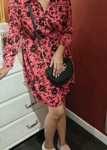 Pink Floral Print Mini Dress