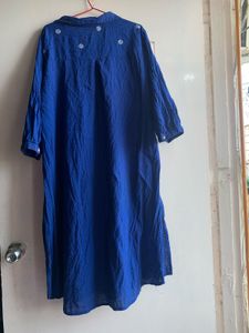 Blue Embroidered Shirt Dress