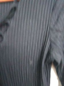 WOMENS H&amp;M BLACK LONG SLEEVE LACE UP STRETCH KNIT