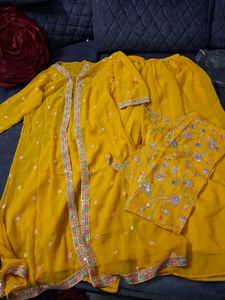 Yellow Embroidered Kurta Set  sizes available