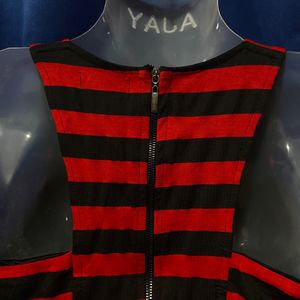 Crop Top - Black &amp; Red Stripes.