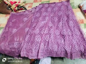 Purple Embroidered Unstitched Lehenga Choli