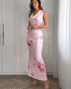 Elegant Pink Floral Maxi Dress