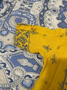 New Yellow Printed Kurta