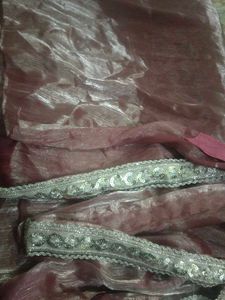Mauve Shimmering Fabric with Silver Sequins
