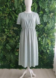 Green Gingham Midi Dress