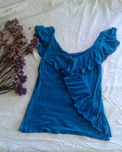 Blue Ruffle Tops