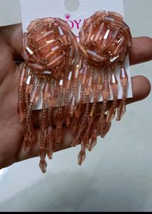Price Drop! Peach Colour Crystal Earrings