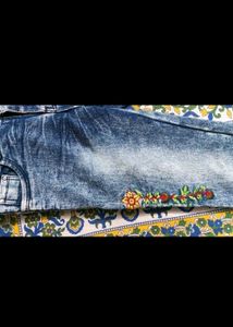 Floral Embroidered Jeans