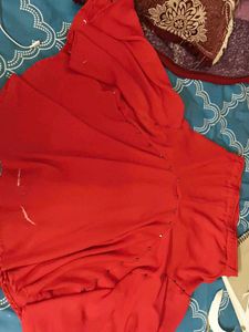 Red Knee Length Skirt