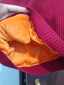 Red Knit Long Sleeve Top