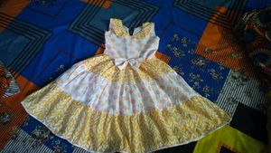 Adorable Floral & Chevron Printed Frock