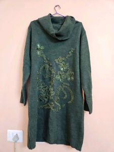 Green Floral Sweater Dress