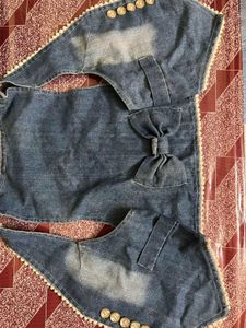 Denim Vest/ Waistcoat with Lace Tri