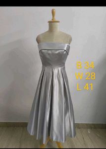Elegant Silver Off-Shoulder Dress