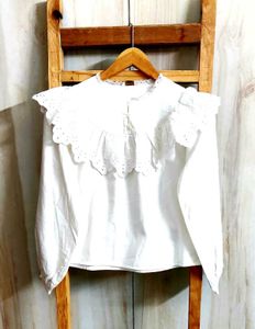 White Designer Cotton Top Size-36