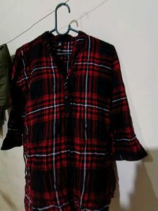 Red and Black Plaid Blouse